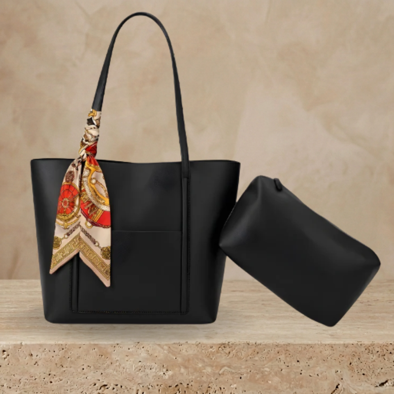 Trendy Brown Tote Bag with Scarf & Pouch ZTS-CR-049