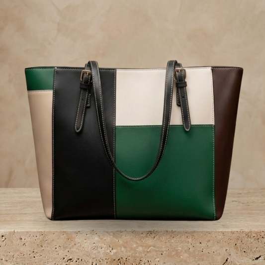 Chic Multi-Color Patchwork Structured Tote Bag ZTS-CR-052
