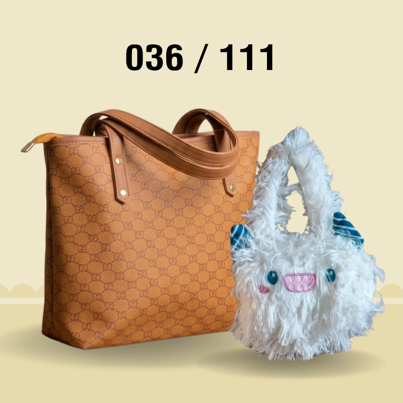 2-in-1 Fashion Pack: Elegant Everyday Tote with Playful Furry Handbag 036 / 111