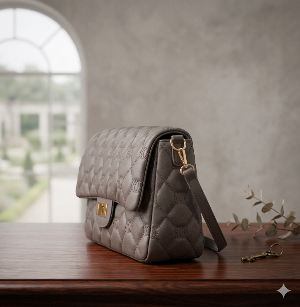 Shoulder Bag, Caramel Quilted Strap Stylish Bag (ZTS-CR-058) for Women