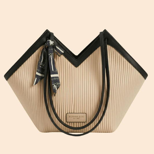 Luxury Ribbon-Accent Pleated Tote Bag NP-CR-045