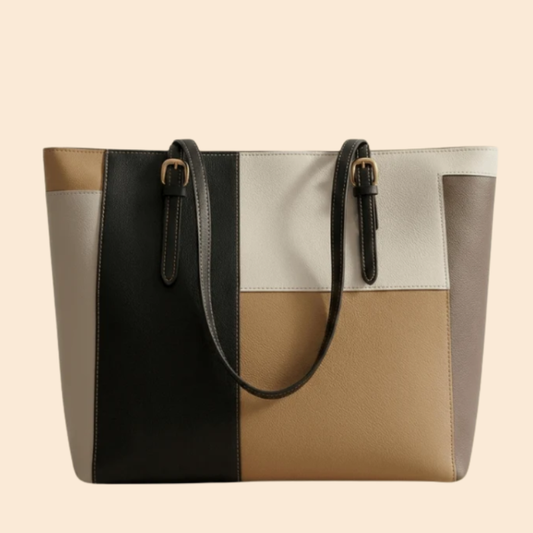 Chic Multi-Color Patchwork Structured Tote Bag NP-CR-052