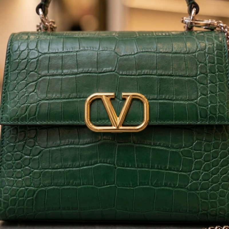 Handbag Green Crocodile Textured Ladies Handbag | Elegant Top Handle ZTS-CR-161