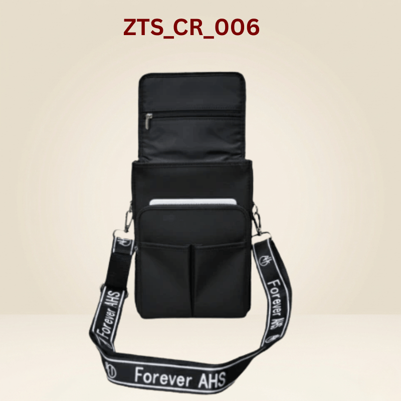 Crossbody Bag Premium Black Mobile Sling Bag with Wide Strap ZTS-CR006