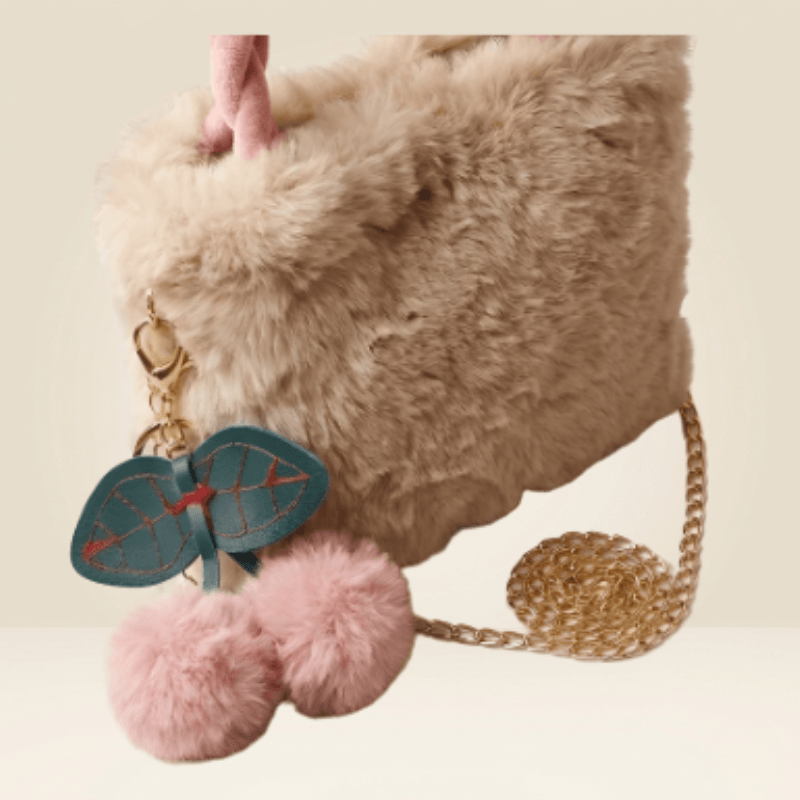 Luxury Fur Handbag with Pink Braided Handles ZTS-CR-119